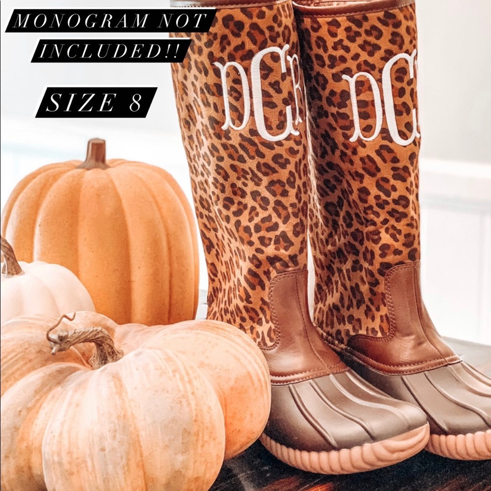 Leopard cheetah print tall rain duck boots